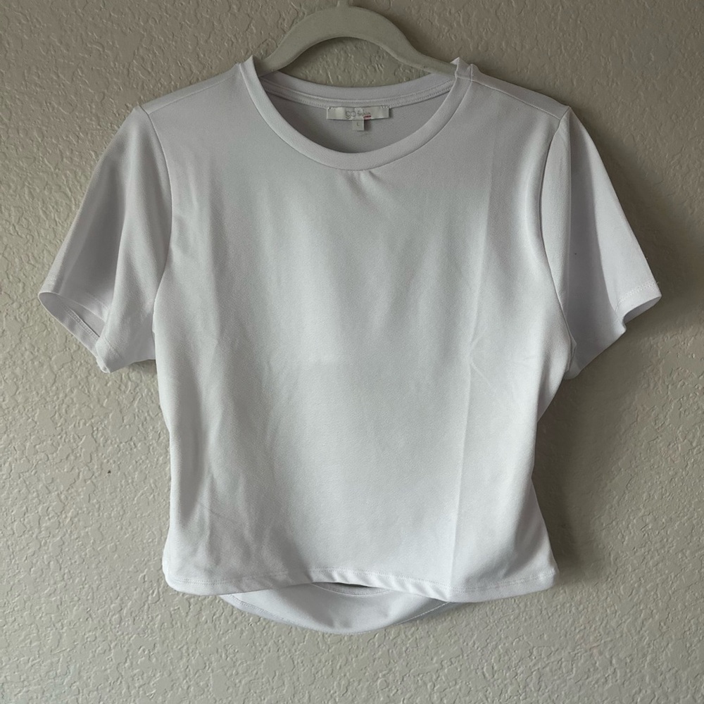 Go Fashion London White Open Back Cutout Crop Top Size L